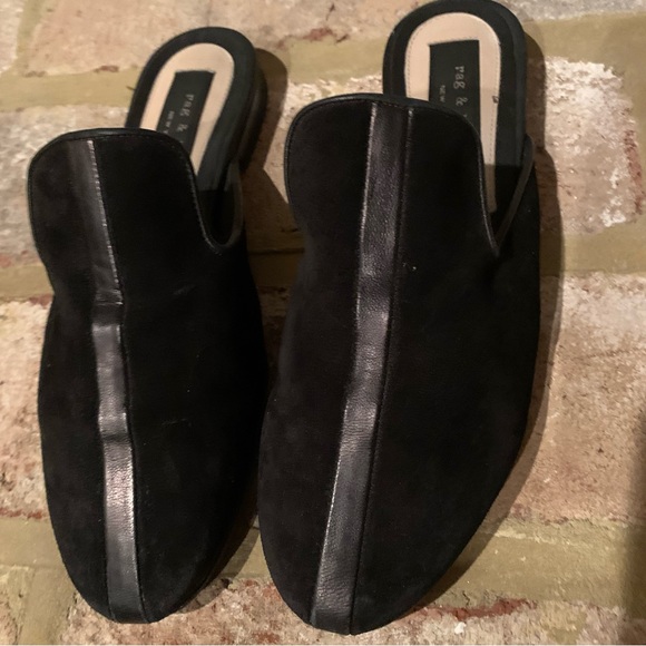 rag & bone | Savoy Black Suede Leather Loafer Mules - Picture 3 of 13